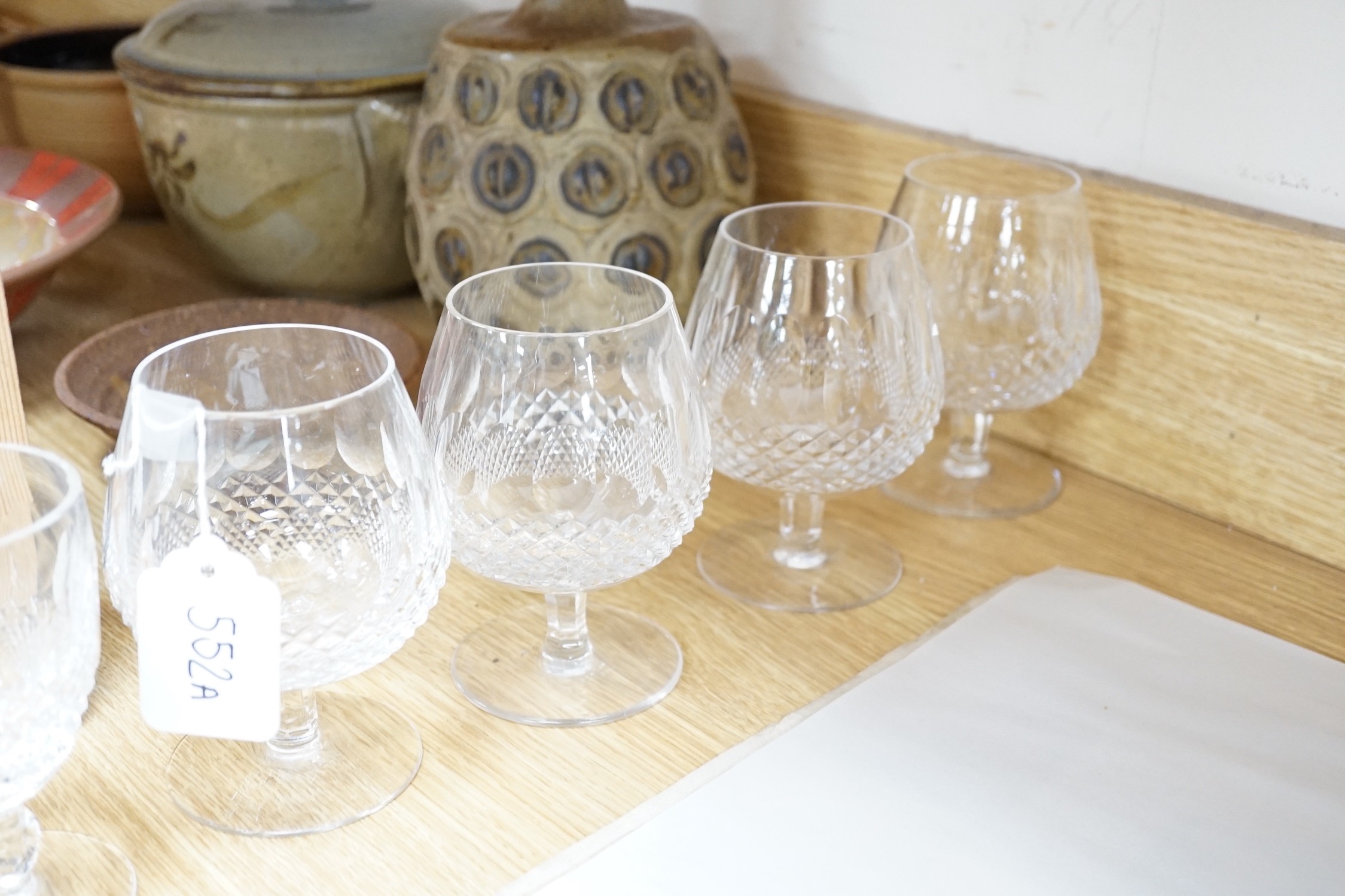A Waterford Colleen part suite of glass and four Stuart Glencoe tumblers